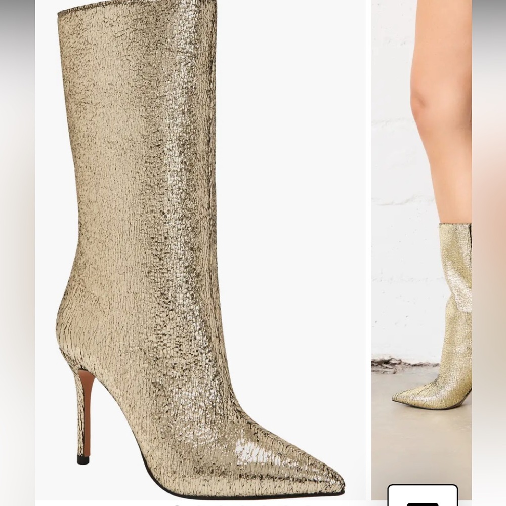 Katy Perry "THE REVIVAL BOOT" Gold Pointed Toe Heeled Boot NIB sz 7.5